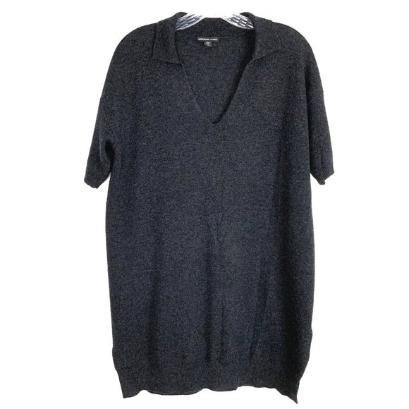 JAMES PERSE 100% Cashmere Oversized Polo Sweater Dress Gray Sz XS (0) - Picture 10 of 16